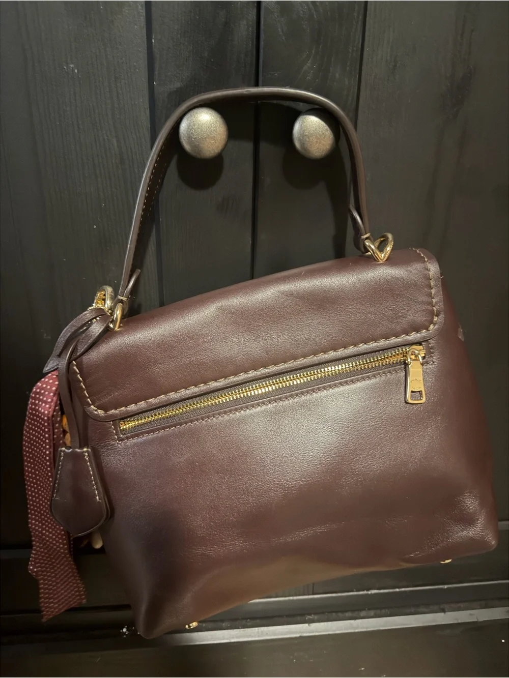 Coach Leather Top-Handle Satchel with Gold Hardware